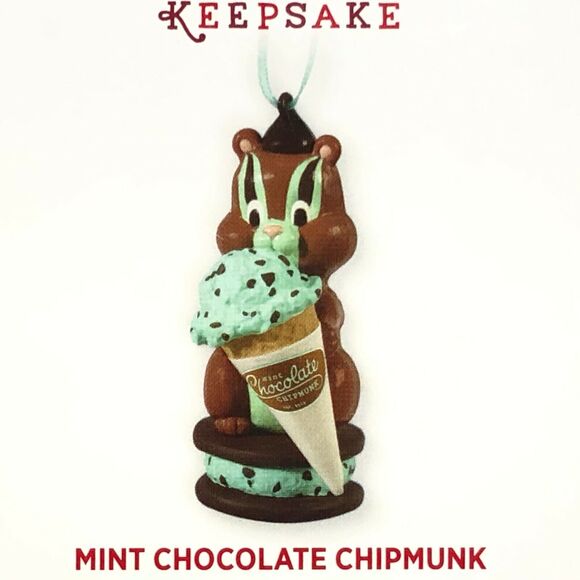 Hallmark Keepsake Ornaments Lot 2018 Bough of Holly 2013 Mint Chocolate Chipmunk - Picture 3 of 5